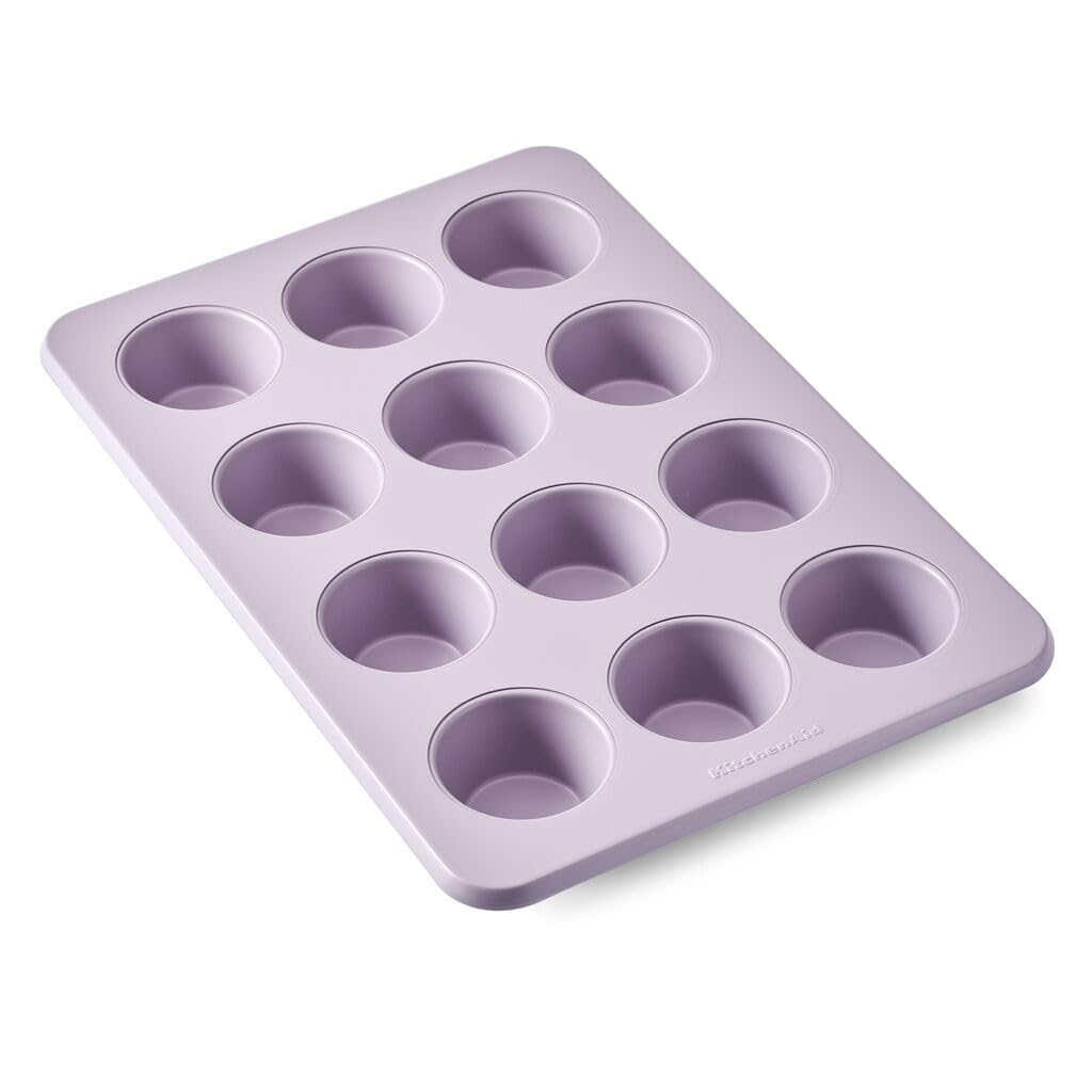 KitchenAid 12-Cup Nonstick Swiss Engineered Aluminized Steel Muffin Pan, Dishwasher Safe, Wildflower