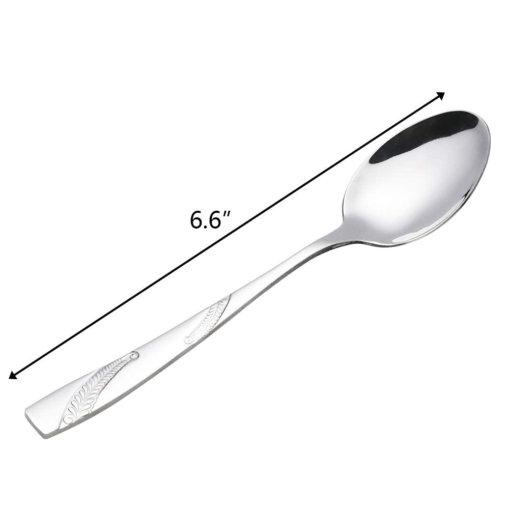Bringer Dessert Spoons Set Of 12, Stainless Steel, 6.6-Inch