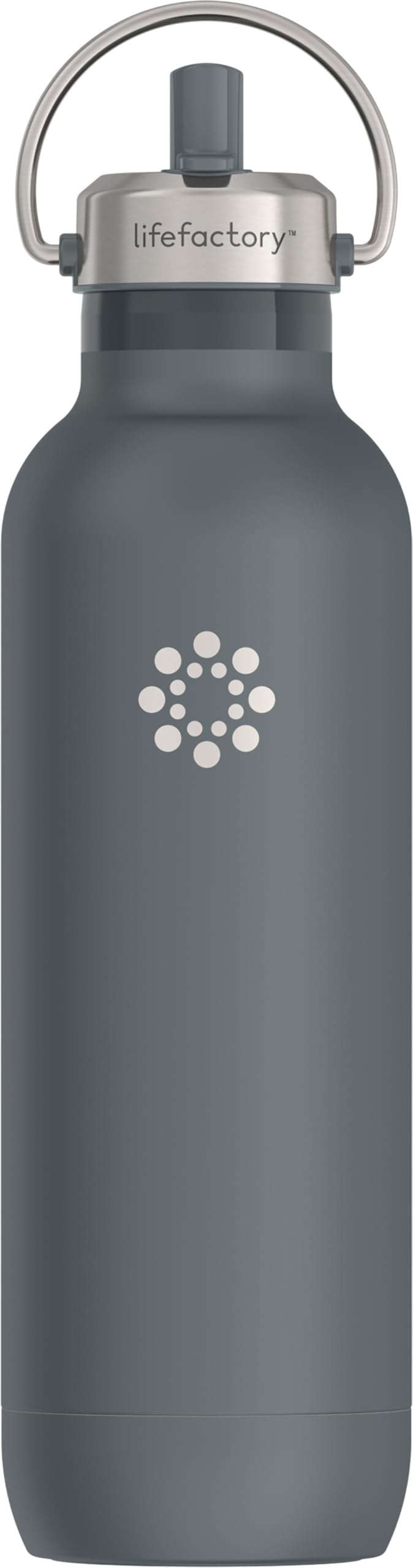 Lifefactory 24oz Stainless Steel Sports Bottle with Straw Cap, Carbon
