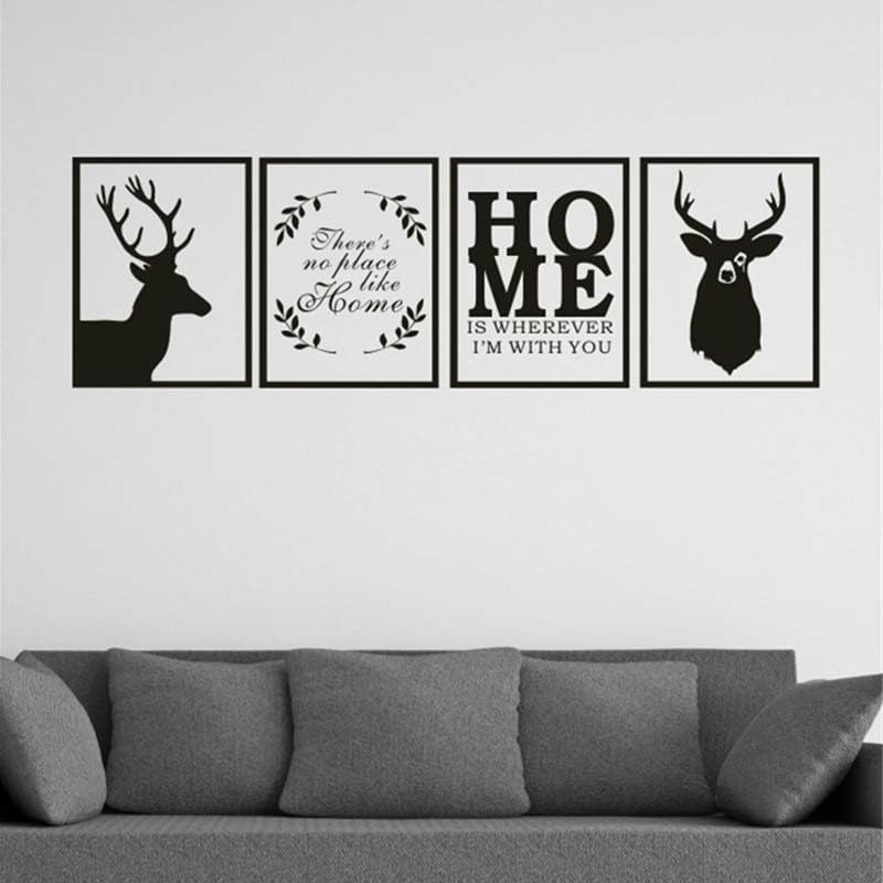 GADGETS WRAP Wall Decal Vinyl Sticker Frame Combination Deer Home Letters for Office Home Wall Decoration