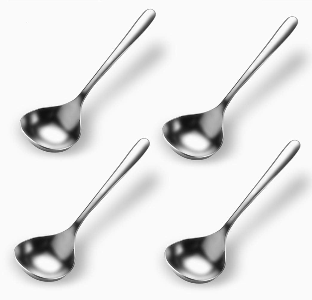 Qualizon 18/8 Stainless Steel Heavy Duty Big Soup Spoon Large Serving Spoon Mini Ladle-7.9Inch (4 Packed)
