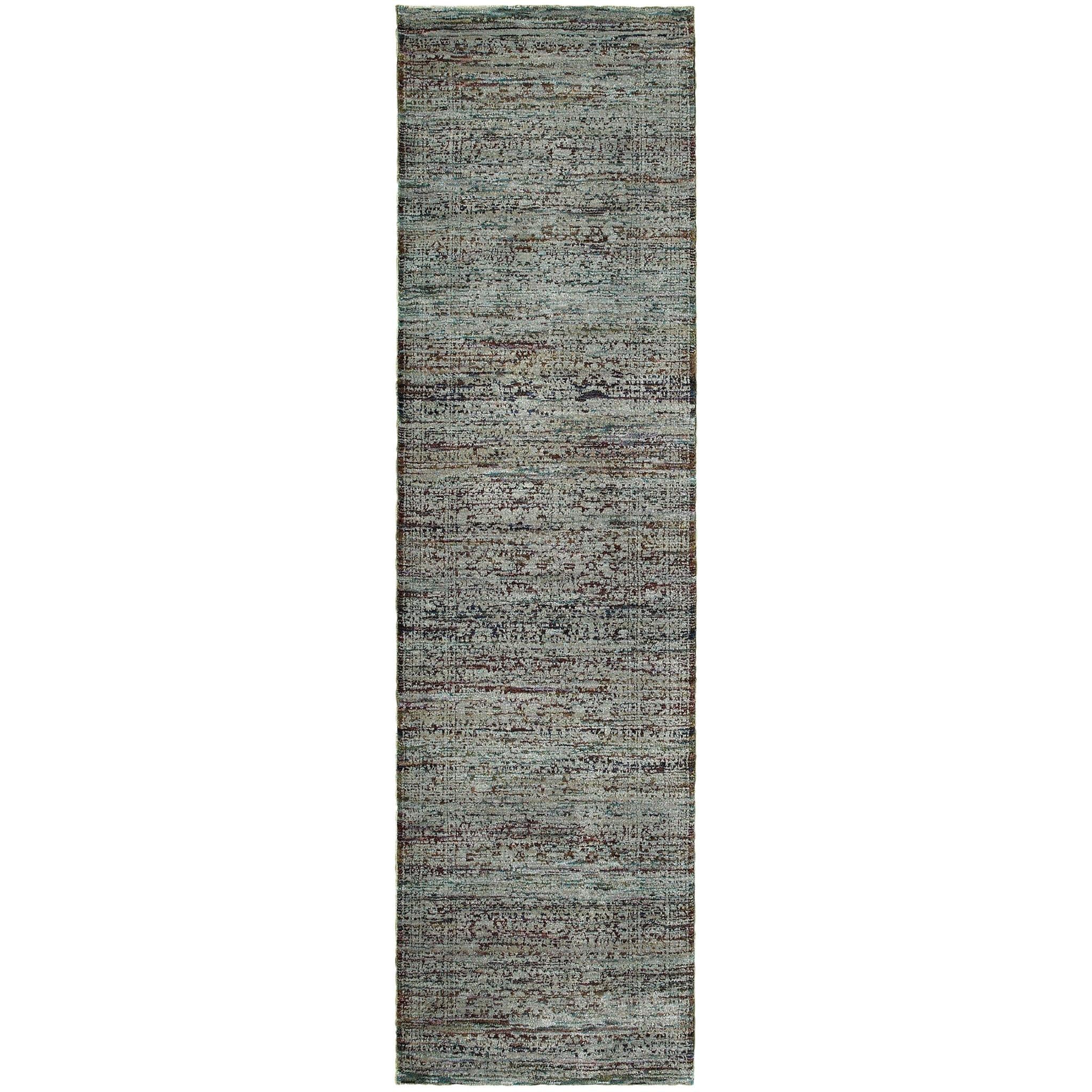 2 X 8 Blue And Purple Oriental Power Loom Stain Resistant Runner Rug