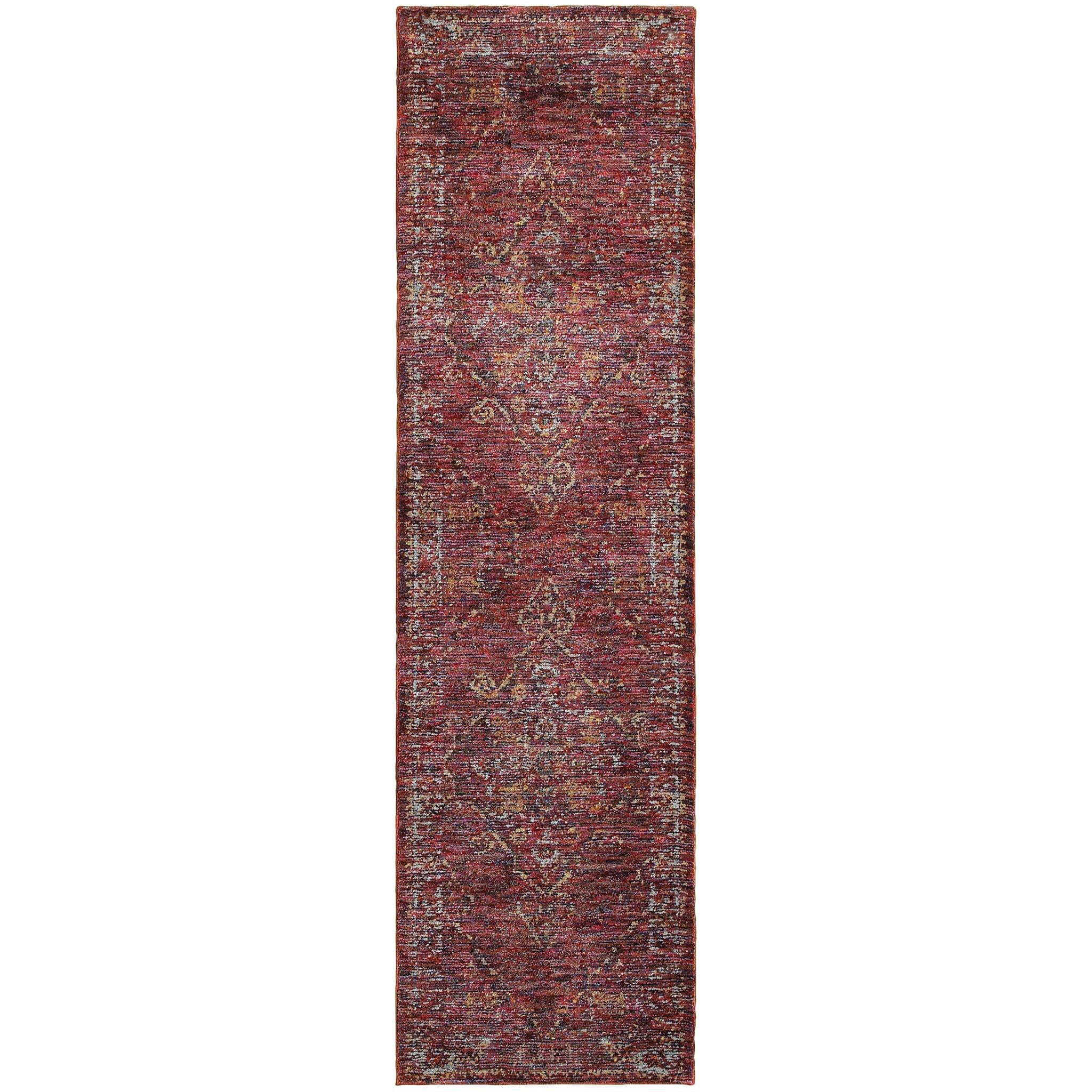 2 X 8 Red And gold Oriental Power Loom Stain Resistant Runner Rug
