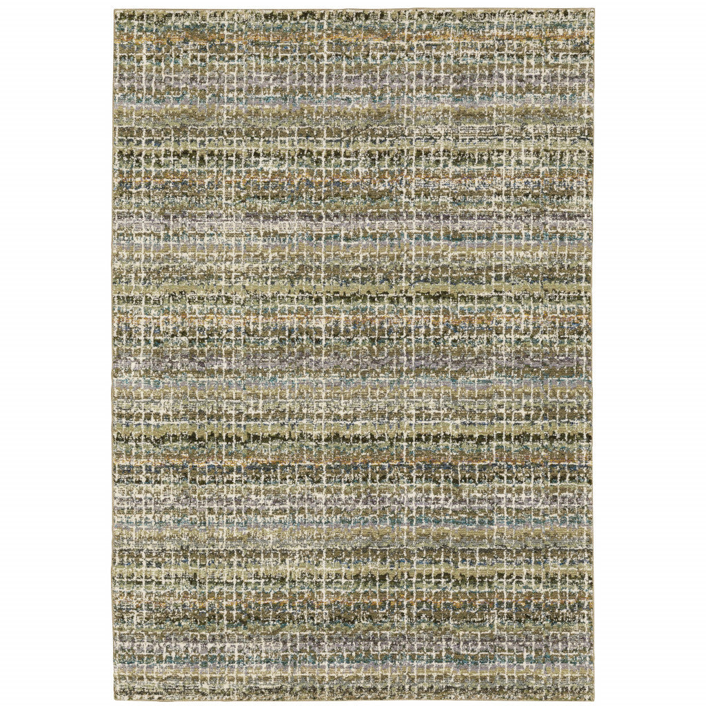 5 X 7 green green grey And Purple Abstract Power Loom Stain Resistant Area Rug
