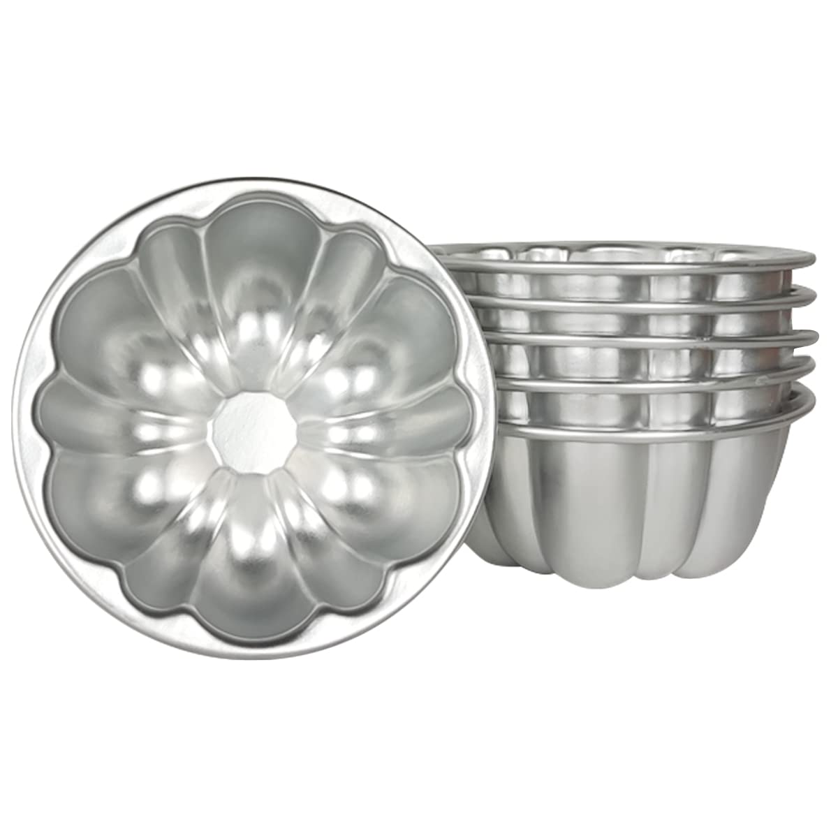 Weilan Egg Tart Molds Flower Shape Pudding Pan Cupcake Muffin Cups Aluminum Alloy Cake Tartlets Nonstick For Steaming And Baking