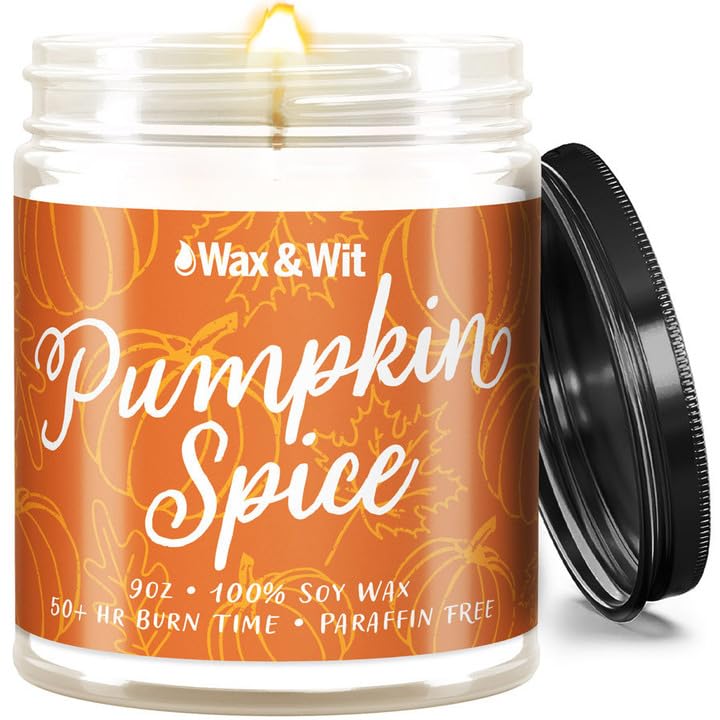 Wax & Wit Pumpkin Spice Fall Candles for Home Scented - Vanilla, Pumpkin, Cinnamon, Clove - Perfect Home D  cor Gifts for Autumn