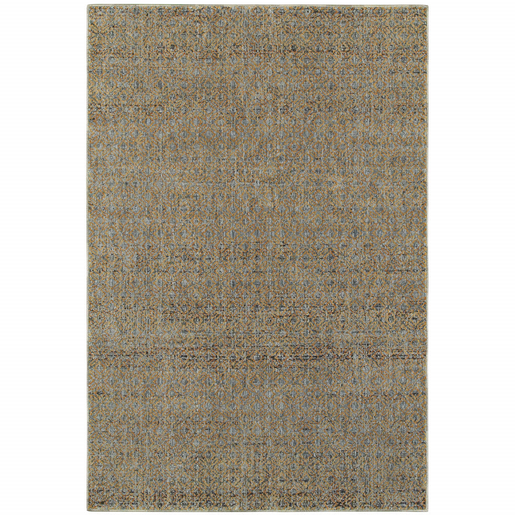 3 X 5 Silver gold Rust And Blue green geometric Power Loom Stain Resistant Area Rug