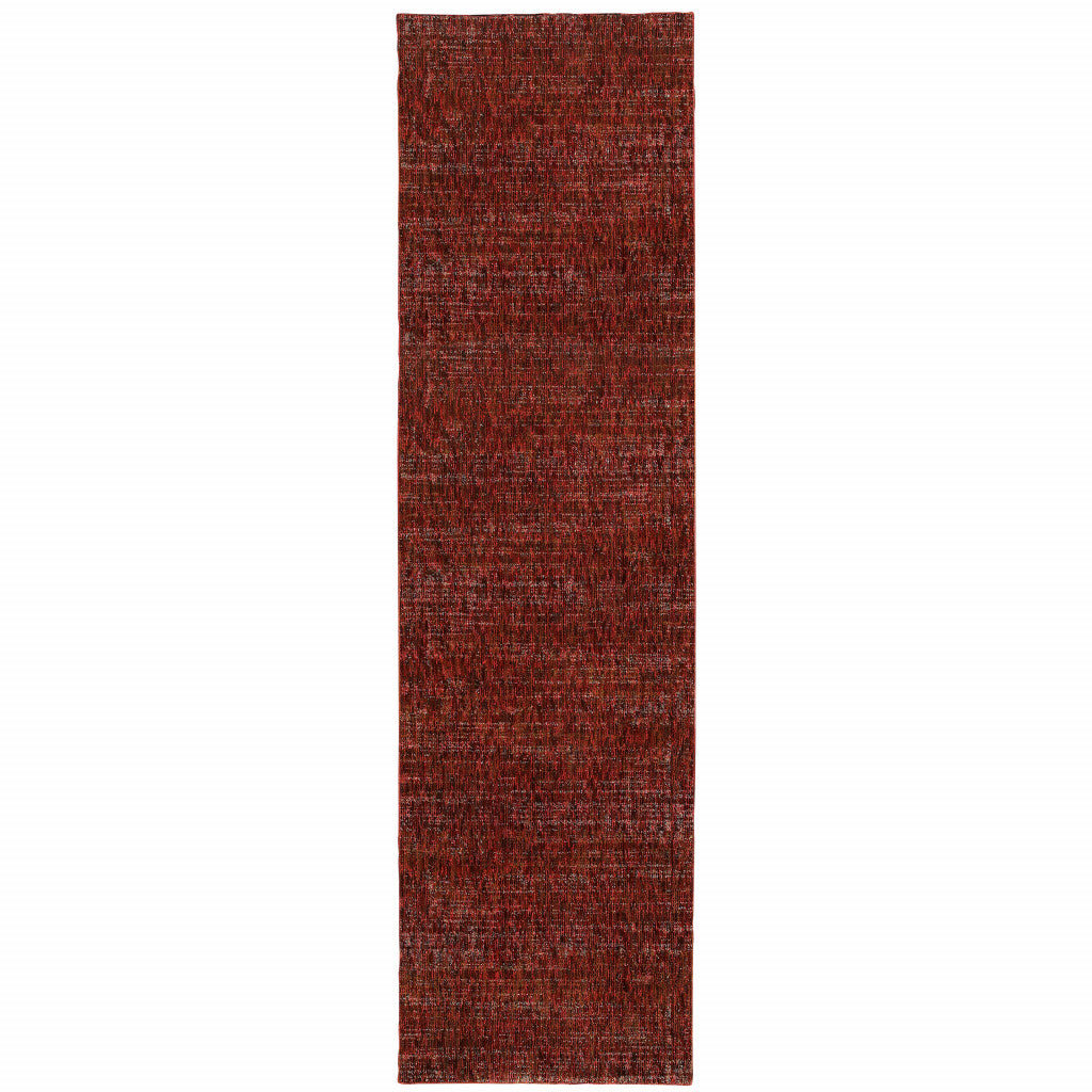 2 X 8 Red grey Deep And charcoal Power Loom Stain Resistant Runner Rug