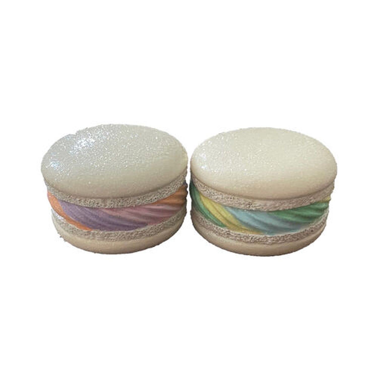 December Diamonds Cotton Candy Land Macaron Ornaments Set of 2 - Handcrafted Rainbow Holiday and Easter Tree Hanging Decor