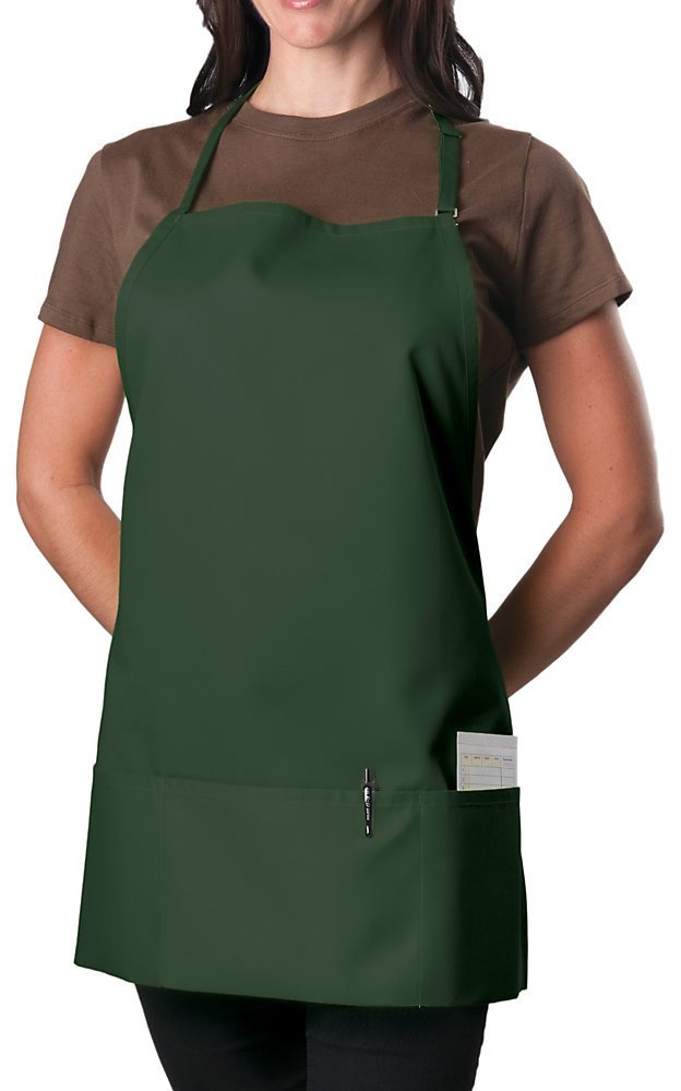 Kng Forest Green 3 Pocket Adjustable Bib Apron For Men And Women