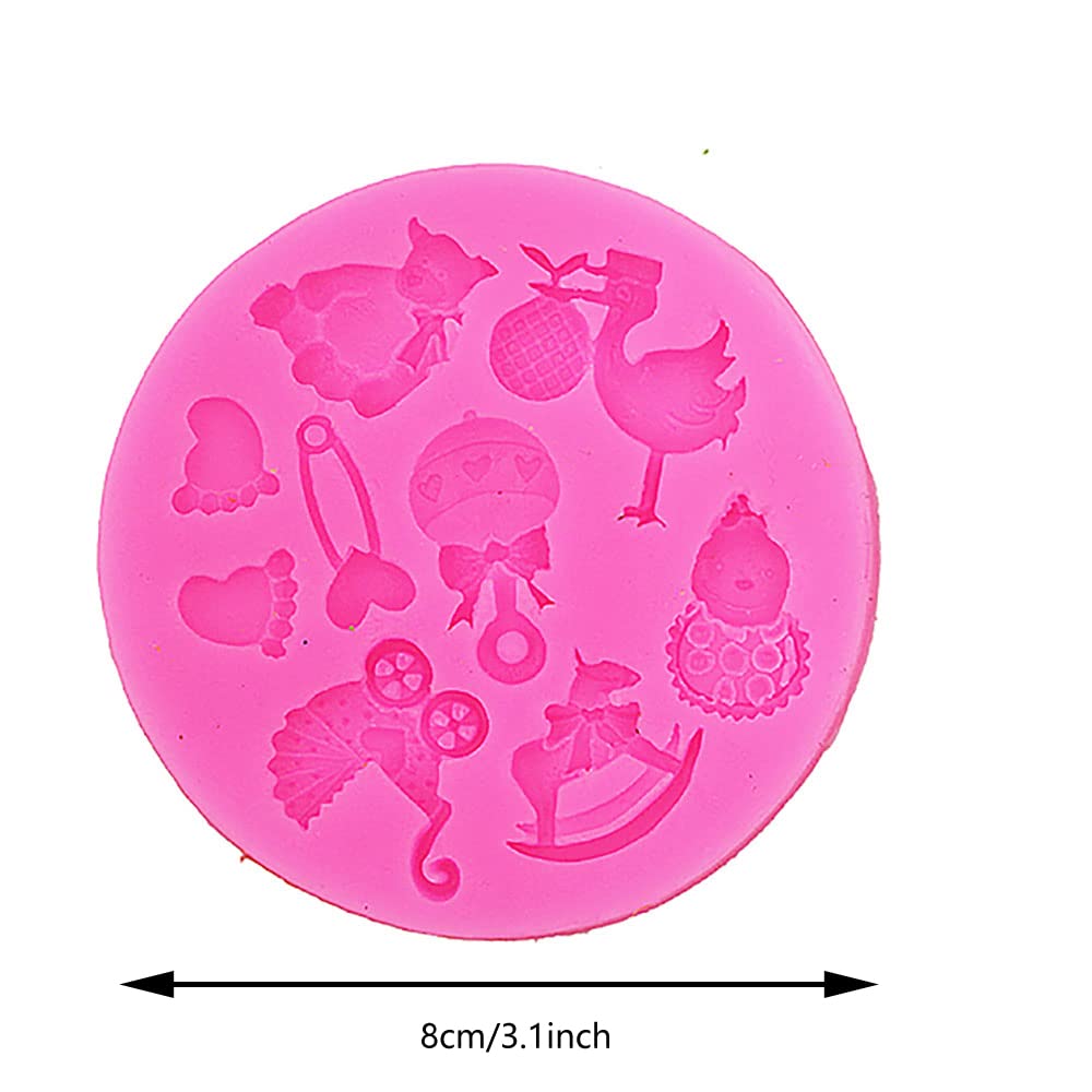 Longzang Mini Silicone Sugar, Fondant And Cake Mold, Baby Shower Theme, Pink
