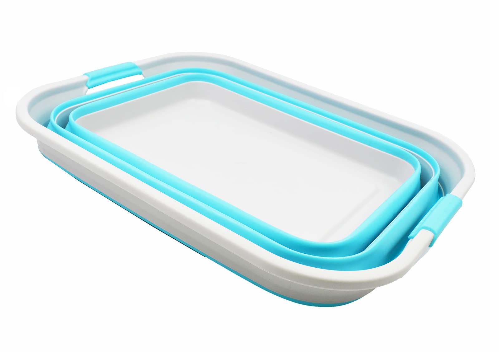 SAMMART 42L collapsible Plastic Laundry Basket - Foldable Pop Up Storage containerOrganizer - Portable Washing Tub - Space Saving HamperBasket (greycyanine  1)
