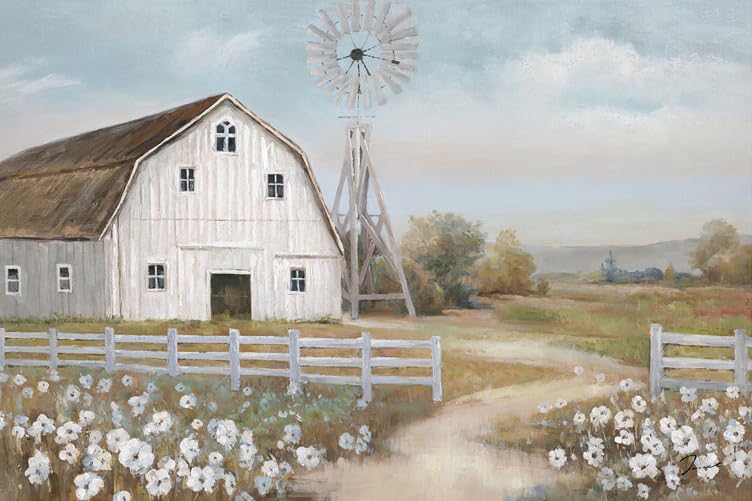 Barn Painting Barn And Flowers Wall Decor Rustic Bedroom Wall Decor Barn Prints Farmhouse Old Barn Wall Art Farmhouse Barn Windm