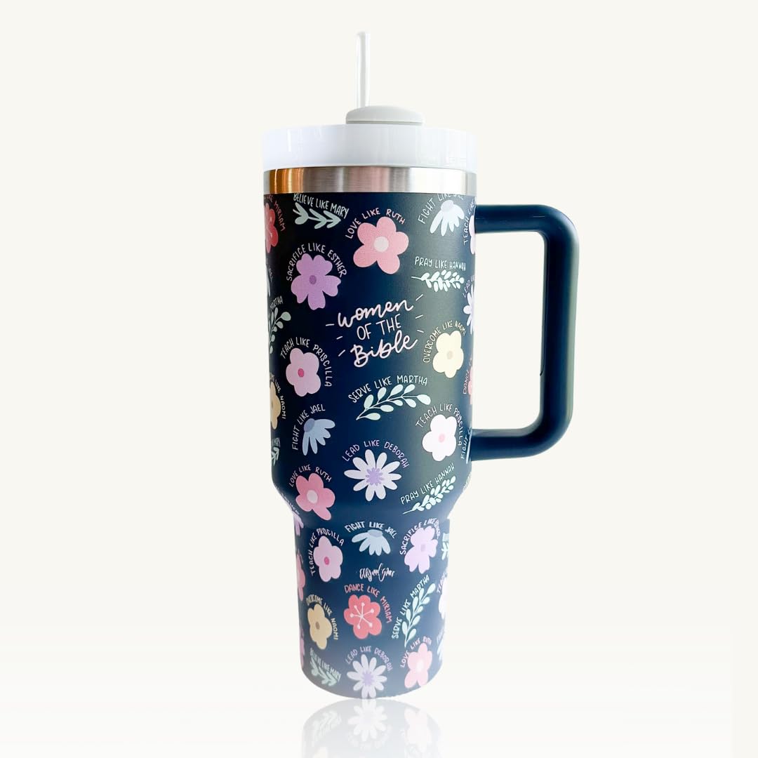 Elly And Grace Christian Steel Tumblers, Christian Bible Cups For Women, Spill Safe Straw Included (40Oz, Women Of The Bible)