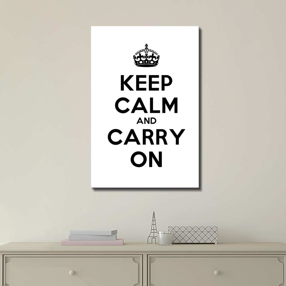 Canvas Wall Art Gallery Wrap Canvas Prints - Keep Calm And Carry On | Stretched White Canvas Home Art Ready To Hang - 32'' X 48'