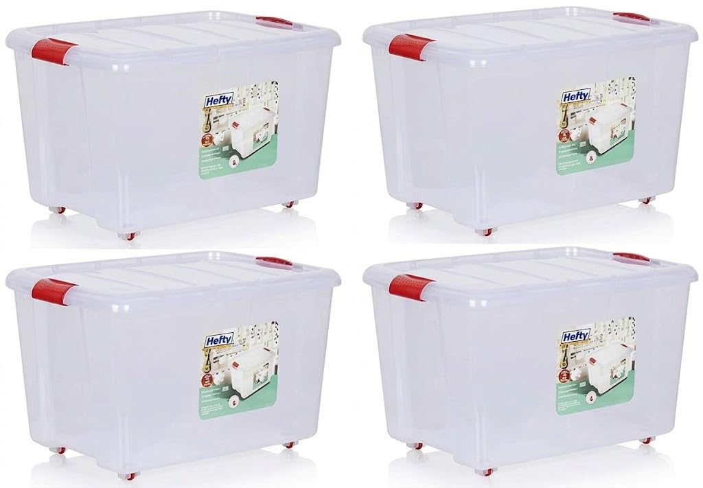 Air O Matic Aristo Multipurpose Plastic Storage Container Box With Wheels 25 Ltr  Pack Of 4 (Clear, Transparent)