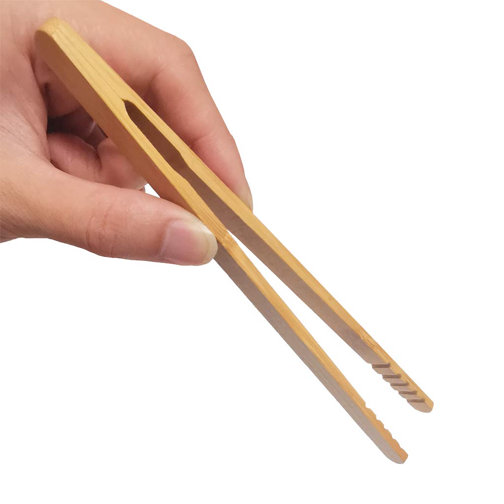 Gkanmore 2 Pack 7 Inch Bamboo Kitchen Tongs For Toast Tea Bread Pickle Cooking