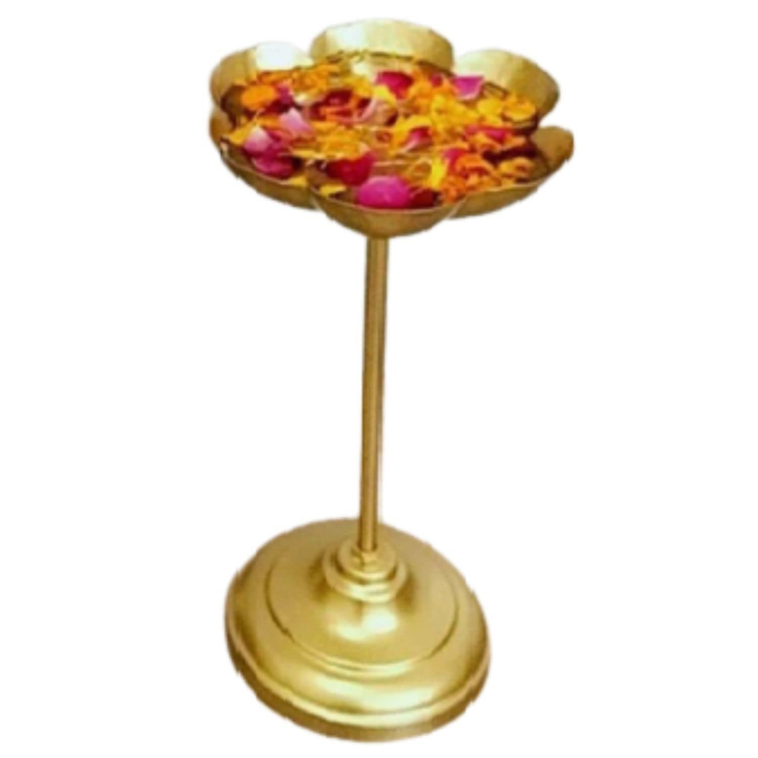 World Fire Taj Bowl Hammered Urli Candle Stand with Floating Diya | Urli for Home Decor and Festival Decor Urli Show Piece for F