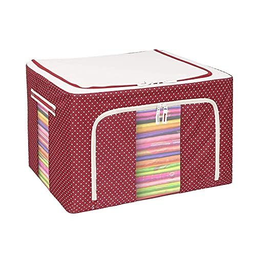 Exxelo 66L Storage For Clothes, Steel Frame Double Opening Zipped Storage Organiser Bag With Saree Cover Bags, Under Bed Closet 