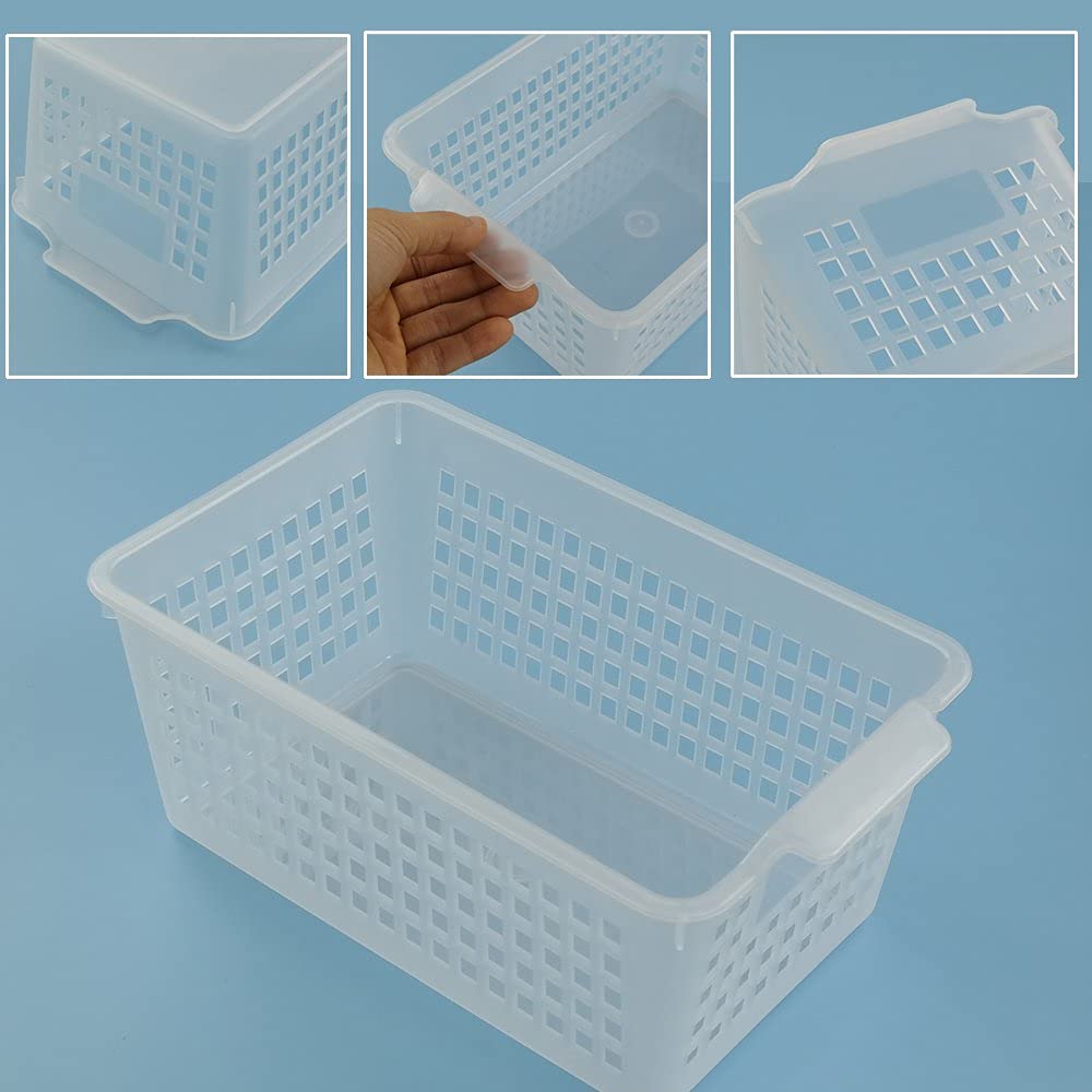 Qskely Plastic Clear Storage Basket, Rectangle, Pack Of 6