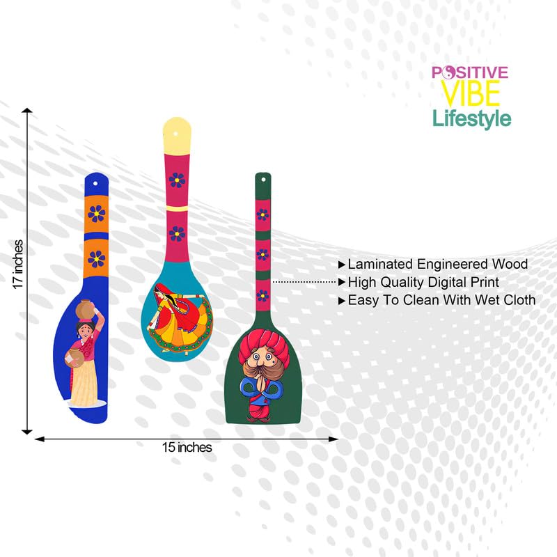 Positive Vibe Lifestyle Rajasthani Dance Women Wooden Wall Hanger For Home | Office | Living Room | Gift | Wall Decor | Home Dec