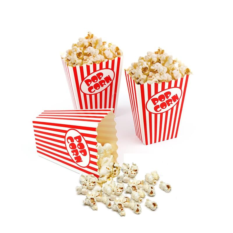 Zahaat 50 Mini Popcorn Boxes 5.5 Inches Tall Red and White Popcorn Bags Mini Pop Corn Buckets and Container for Movie Theater, H