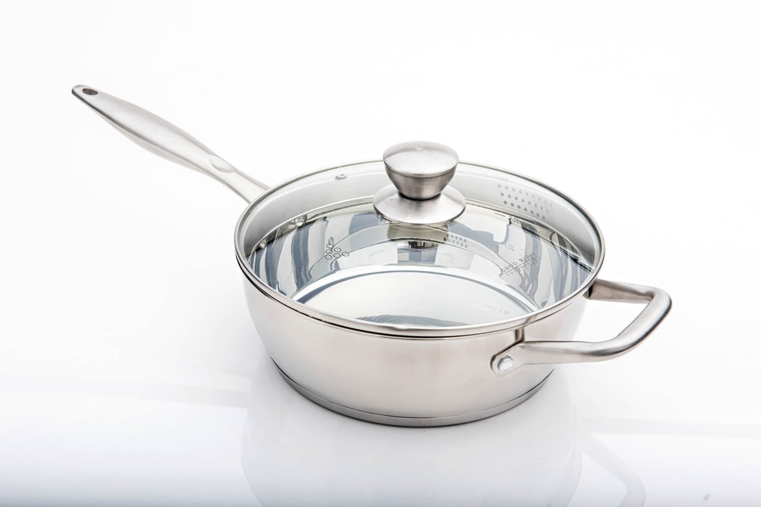 David Burke Regency Stainless Steel 5.6Quart Chefs Pan with Lid  Oven Safe