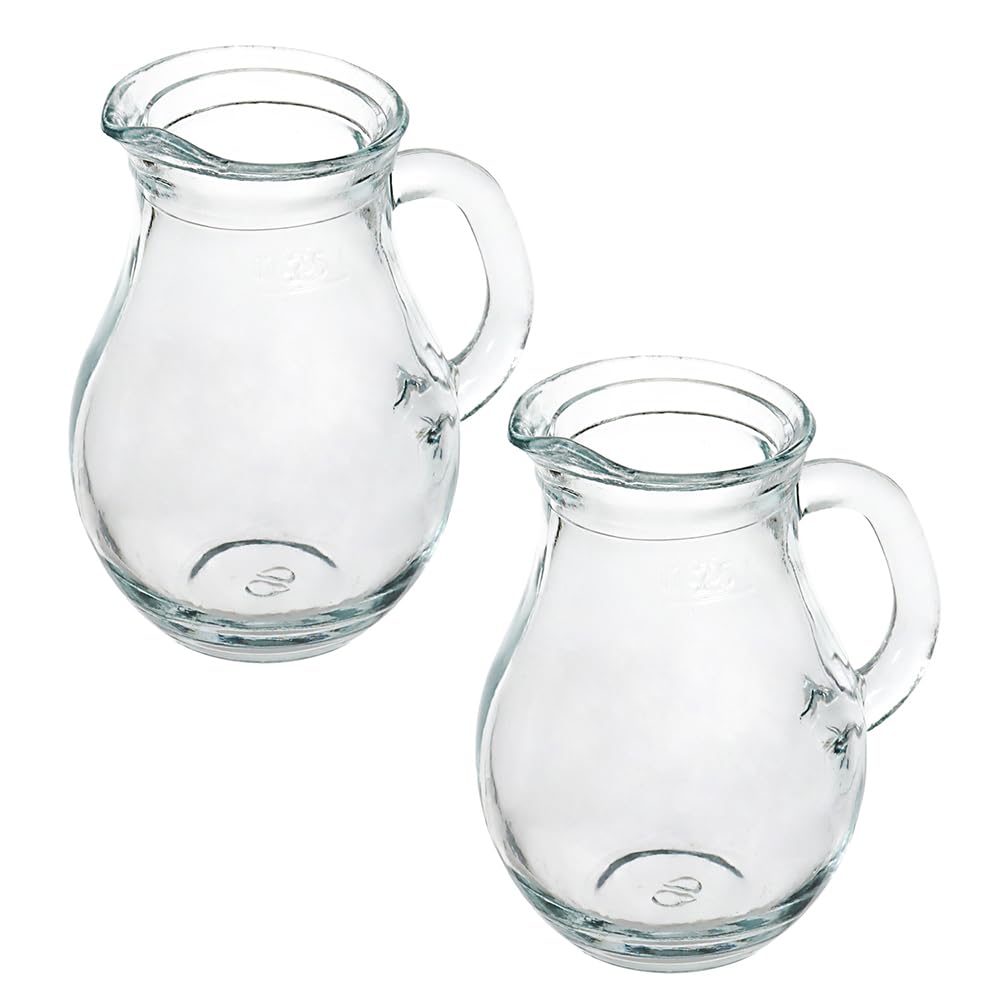2 Pcs Classic Glass Creamer Pitcher With Handle 8.5 Oz Dgq Elegant Small Glass Pitcher Milk Pourer Glass Tea Pitcher Coffee Milk
