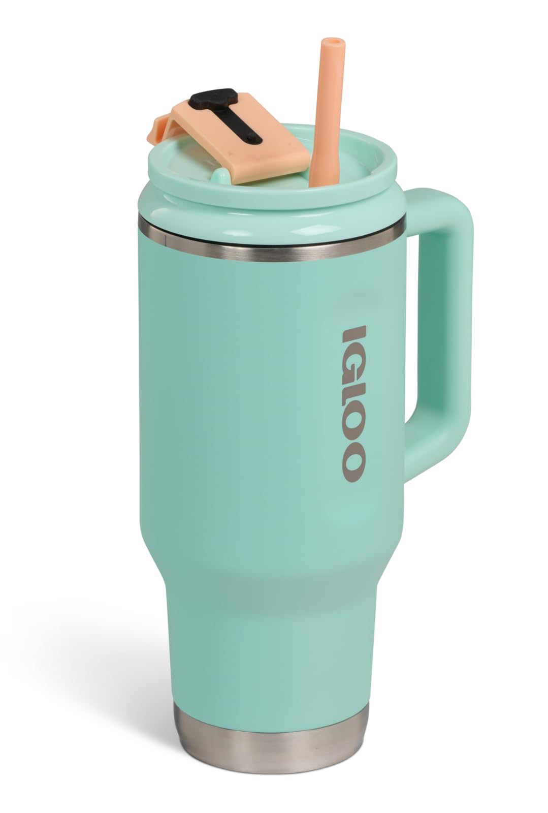 Igloo, 32 oz Tumbler with Handle, Reusable Travel Mug, Stainless Steel Insulated Hydration Cup for Hot & Cold Beverages, Seafoam