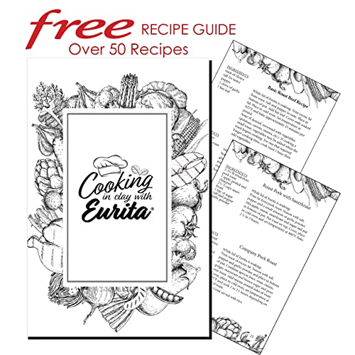 Eurita Clay Roaster, Bread Pan, Healthy Clay Pot Cooking, With Free Recipe Guide, 2 Quarts