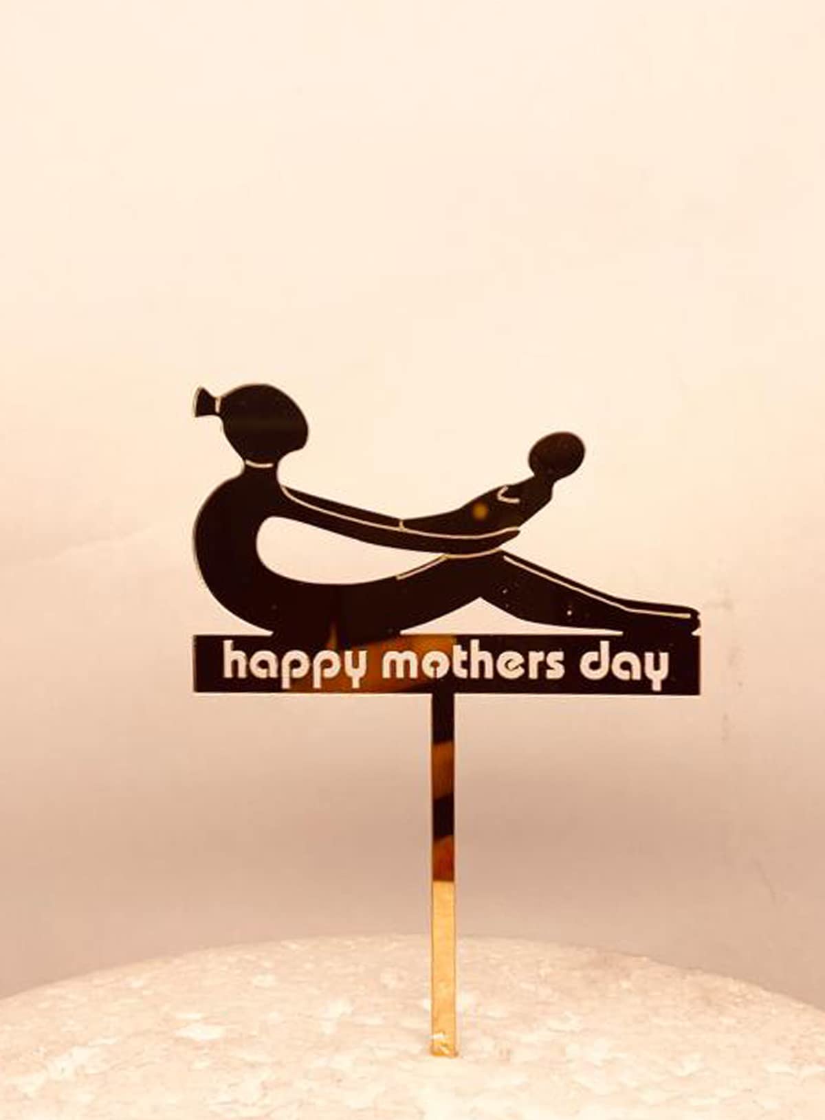 Cake Decor Happy Mothers Day Golden Acrylic Cake Topper  Happy Mothers Day (SbmtHmd004)