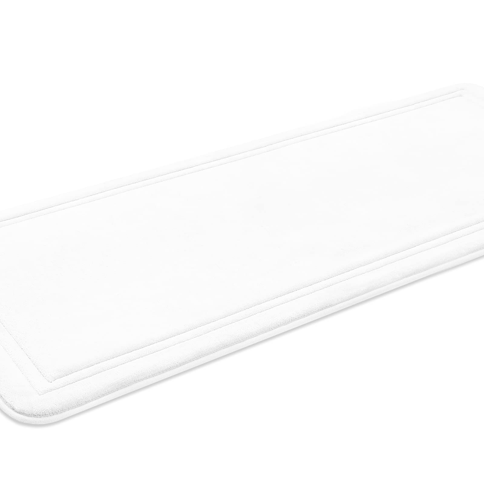 Itsoft Memory Foam Bath Mat Non Slip Absorbent Super Cozy Velvet Bathroom Rug Carpet, Machine Washable, 59 X 23 Inches White