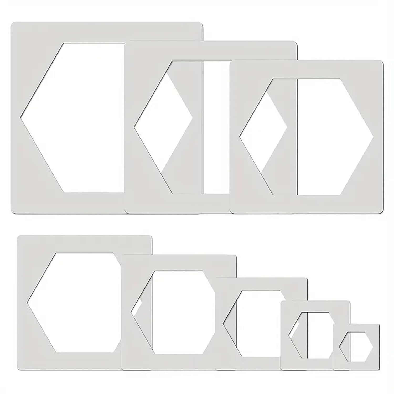 Hexagon Reusable Painting Stencil Set for DIY Art & Craft Projects, Honeycomb Pattern Templates, Sizes 9.84 Inch to 2.36 Inch, 0