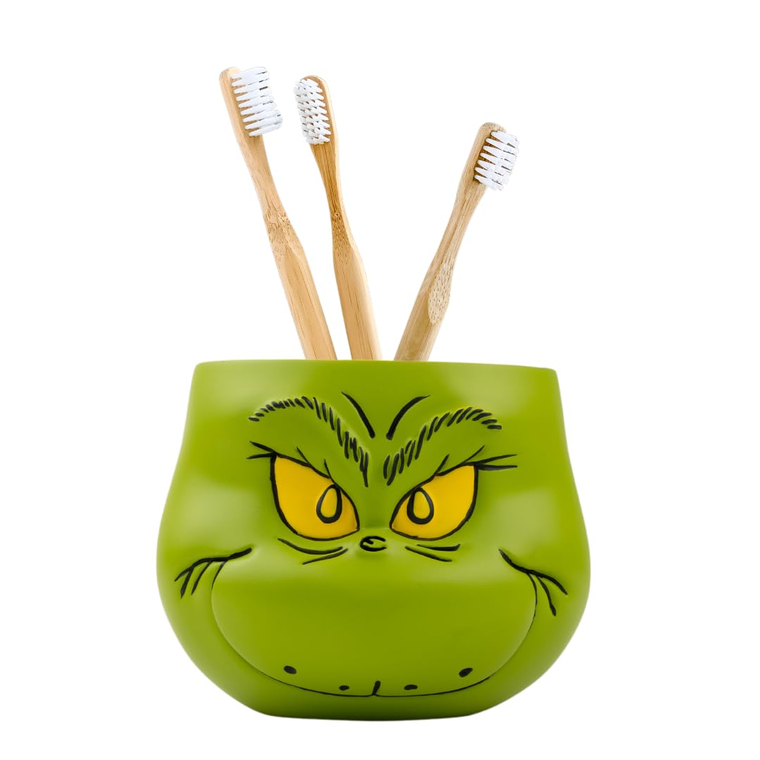 Collectibles Dr. Seuss' The Grinch Holiday Christmas Toothbrush Holder - Makeup Brushes/Pens Tumbler, (Officially Licensed Produ