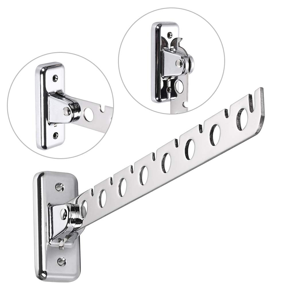 Sumnacon 12'' Stainless Steel Clothes Hanger Rack, 2 Pcs Wall Mounted Folding Garment Hooks, Space Saver Clothing And Closet Rod