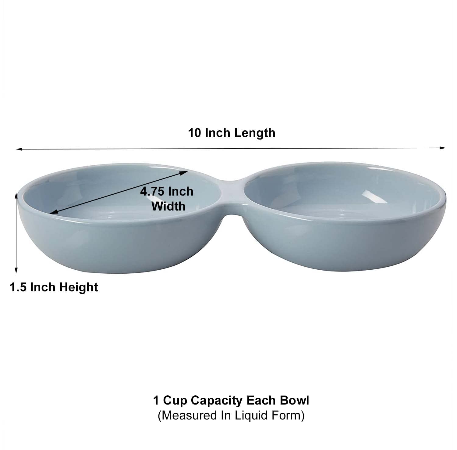 Petrageous 91431 Wubbys Duo Diner Stoneware Bowl 10-Inch Wide And 1.5-Inch Tall Bowl With 1-Cup Capacity Each Bowl And Dishwashe
