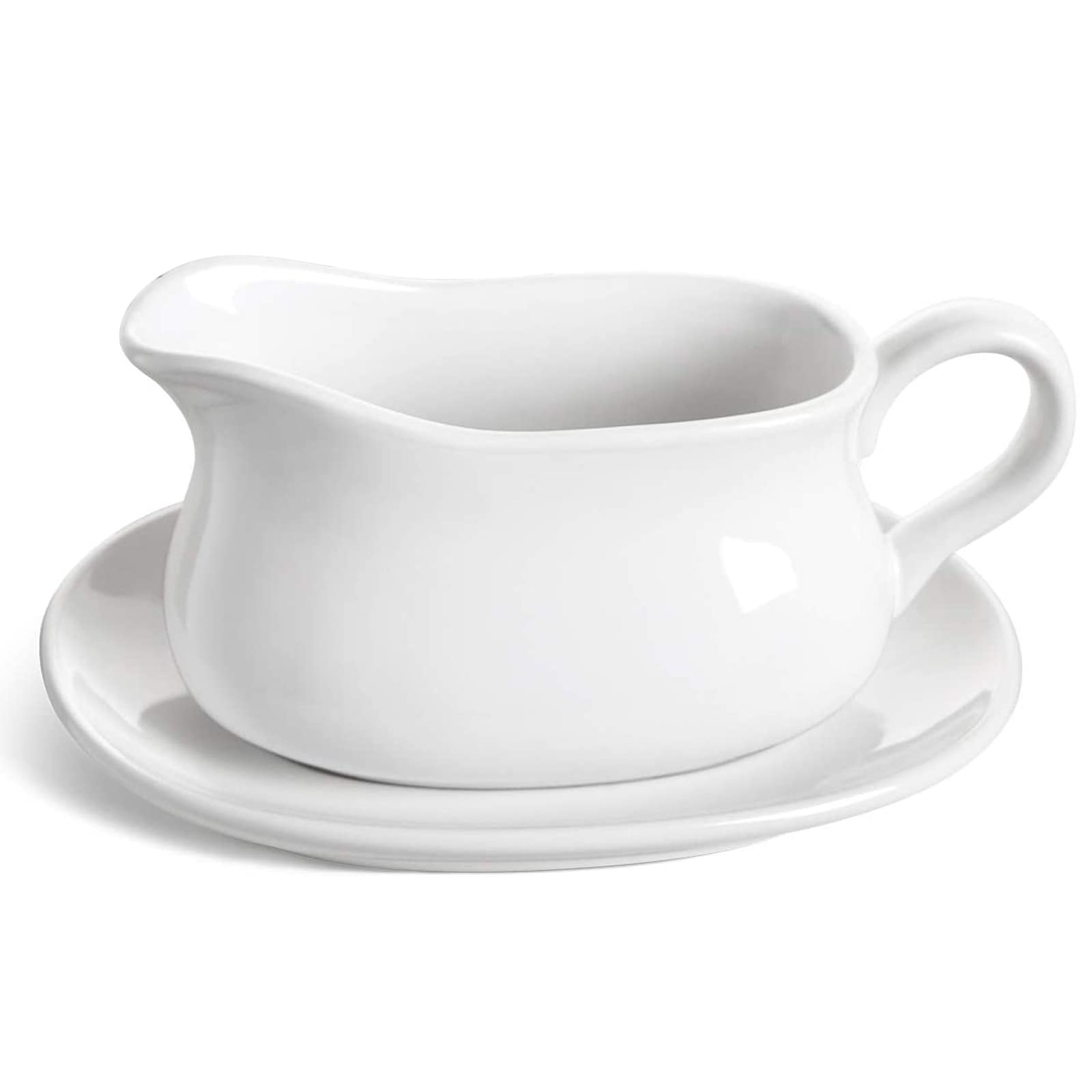 Le Tauci 17Oz Gravy Boat With Saucer Stand, Set Of 1, Ceramic Sauce Boat With Tray For Salad Dressings, Creamer, Broth, Black Pe