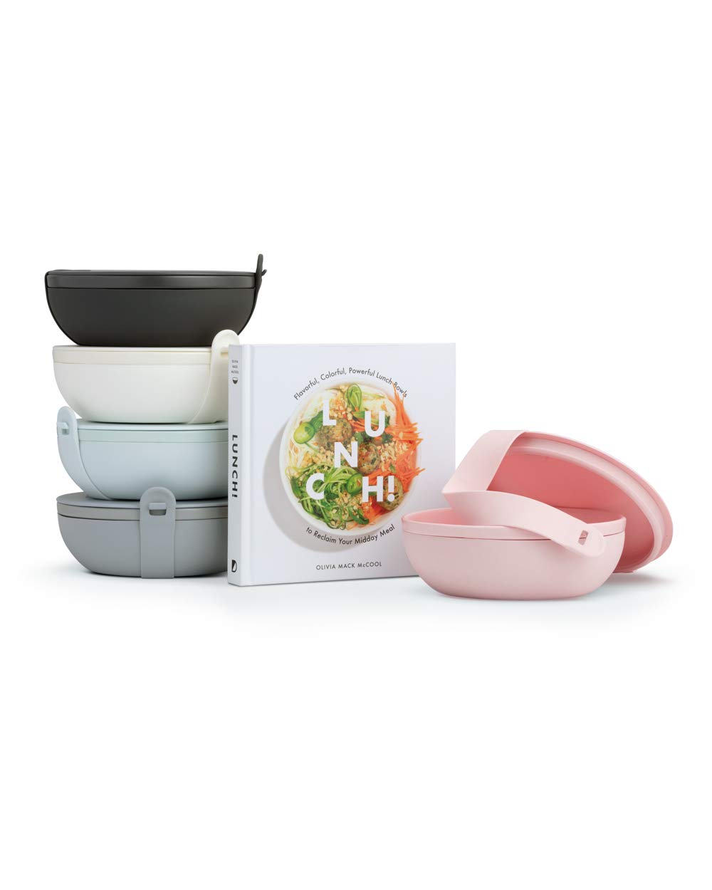 W&P Porter Bowl Lunch Container W/ Protective Non-Slip Exterior, Blush 1 Liter | Lid & Snap-Tight Silicone Strap | Food Storage,
