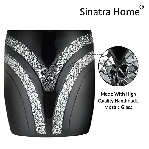 Zahari Home Sinatra Waste Basket Decorative Beautiful Designs Bathroom Bedroom Living Room Decor, Black
