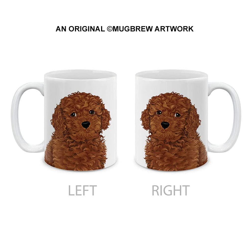Mugbrew Cute Brown Toy Poodle Full Portrait Ceramic Coffee Mug Tea Cup, 11 Oz