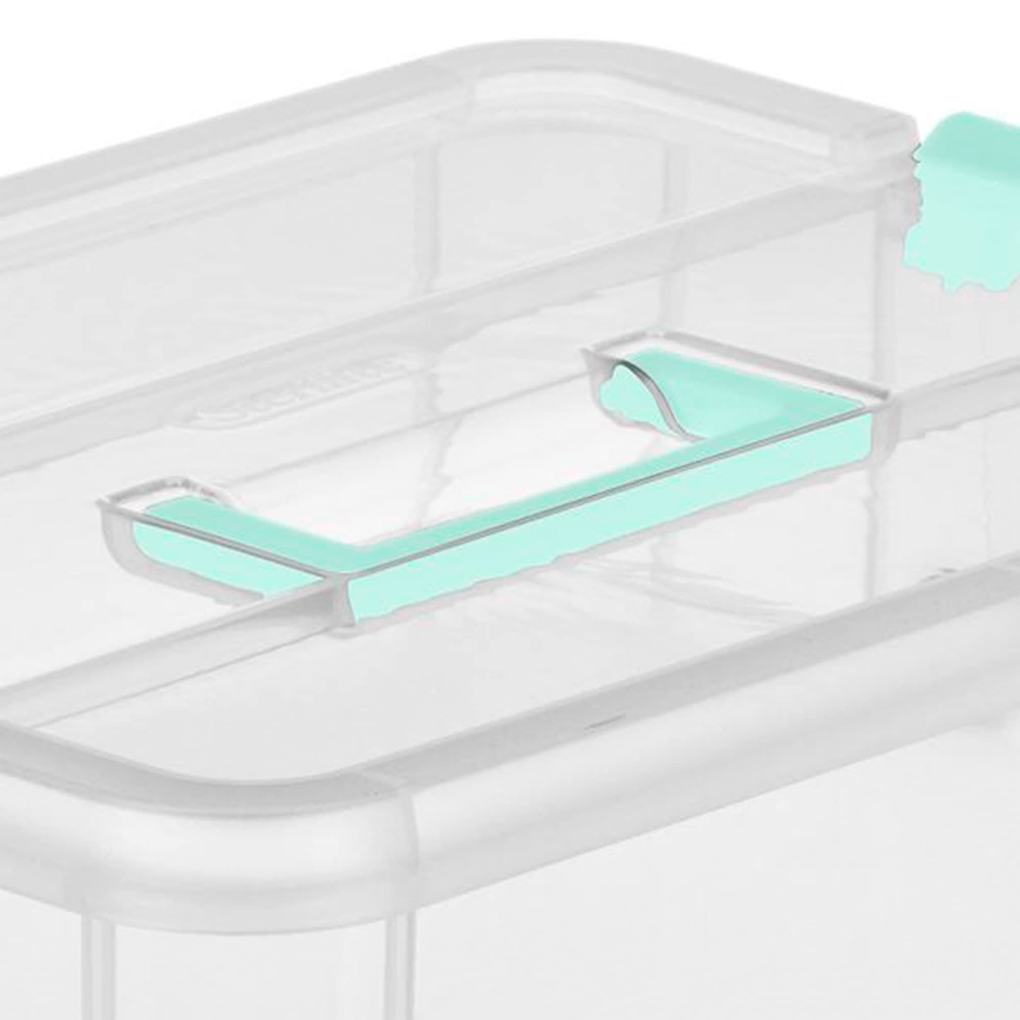 Sterilite 4-Pack Stack & Carry Organizer Box - Clear with Color Latches for Art, Craft & Office Storage, Model 14228604
