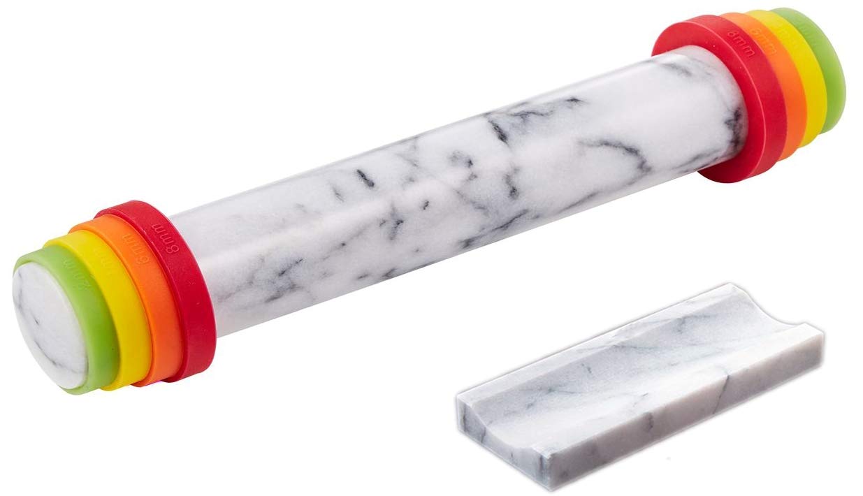 Jemarble Adjustable Rolling Pin With Silicone Guide Rings (Premium Quality)