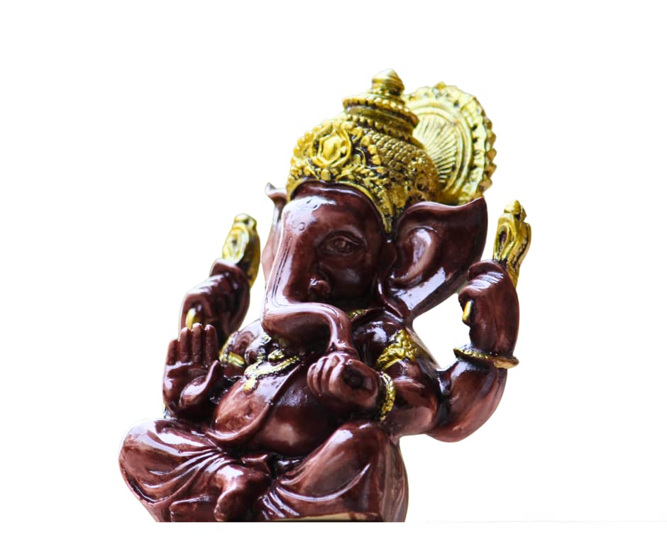 Miss Peach Polyresin Lord Ganesh ji Idol Showpiece Decorative Statue Murti for Home dcor,Gifts Items_ (Brown)