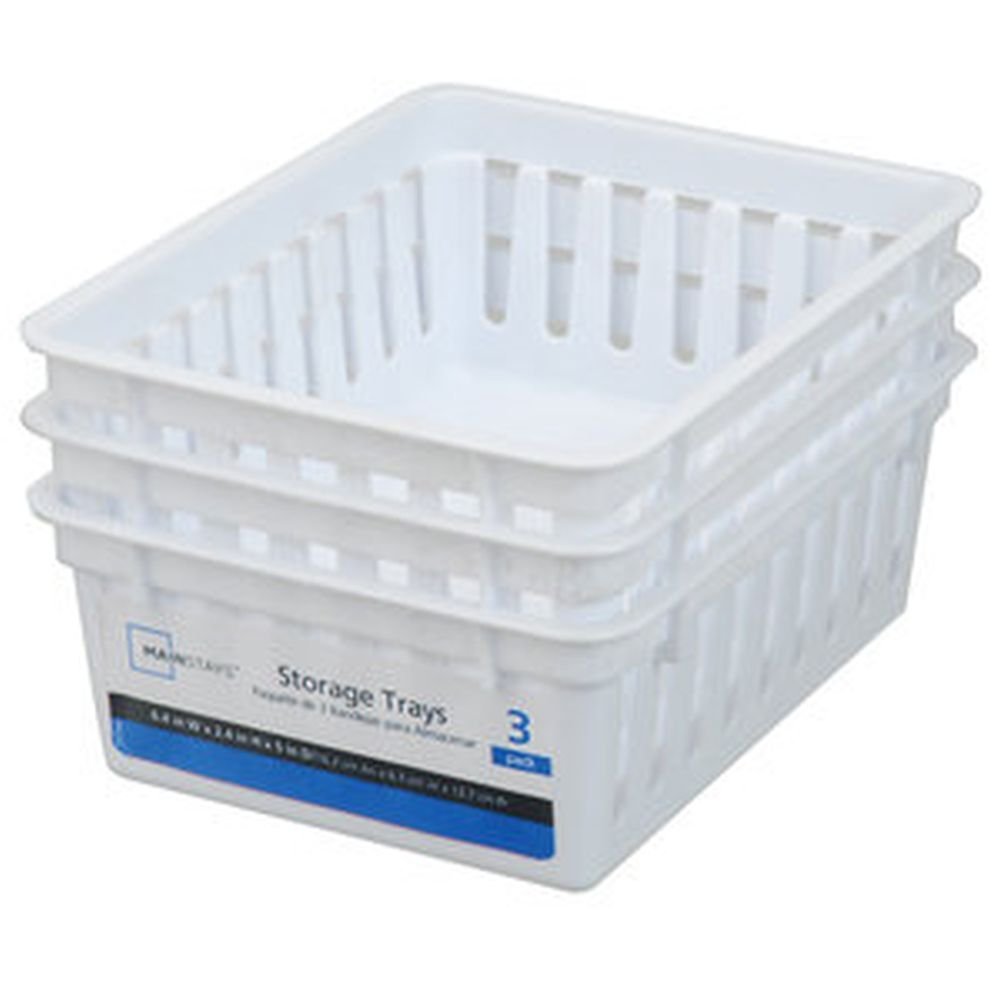 Basic Square Mini Bin Storage Trays - White - 3Pk By Mainstay