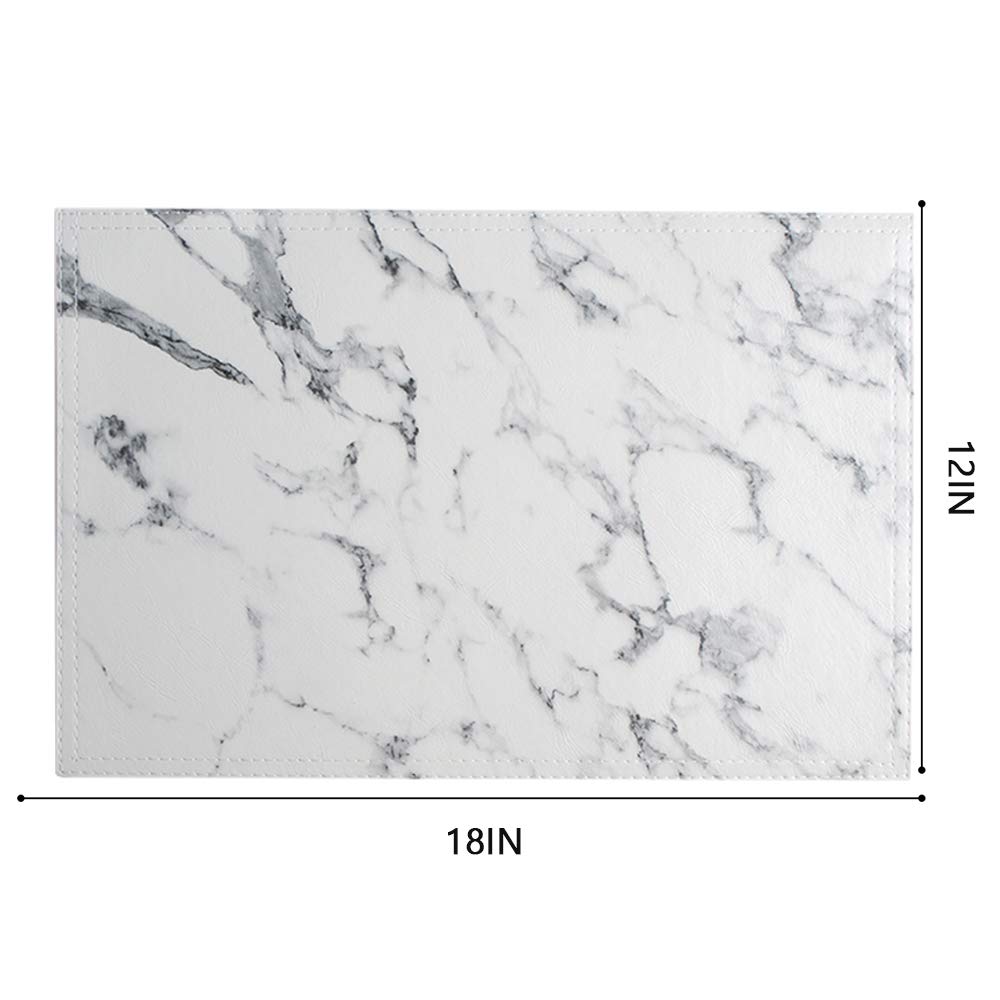 Marble Leather Placemats For Dining Table Waterproof Set Of 4 Marble Decor For Kitchen Table Easy To Clean Pu Place Mats For Din