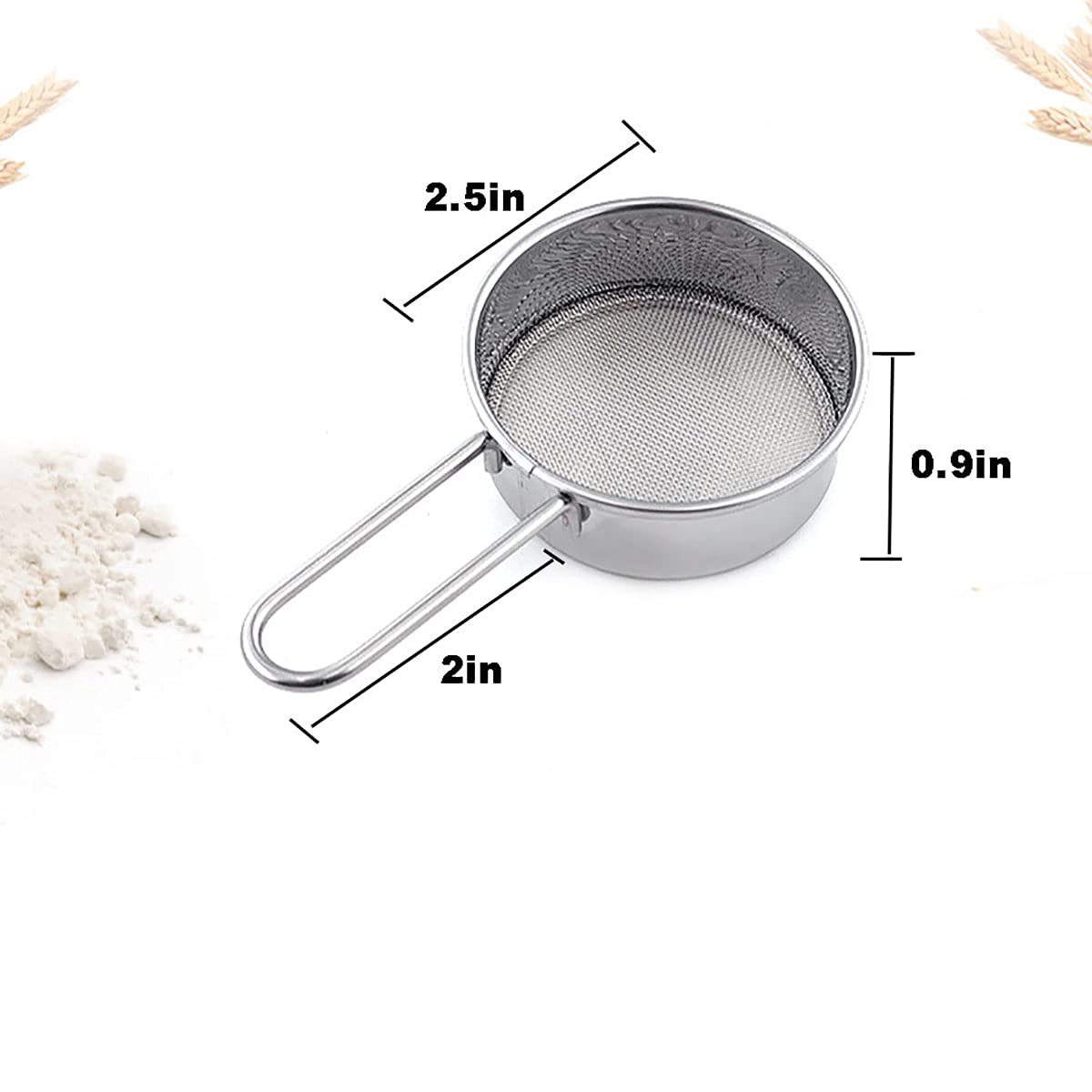 Dadamong 2-Pack Mini Flour Sifter For Baking, Flour Or Powdered Sugar Shaker Duster With Handle, Stainless Steel Baking Tools Du