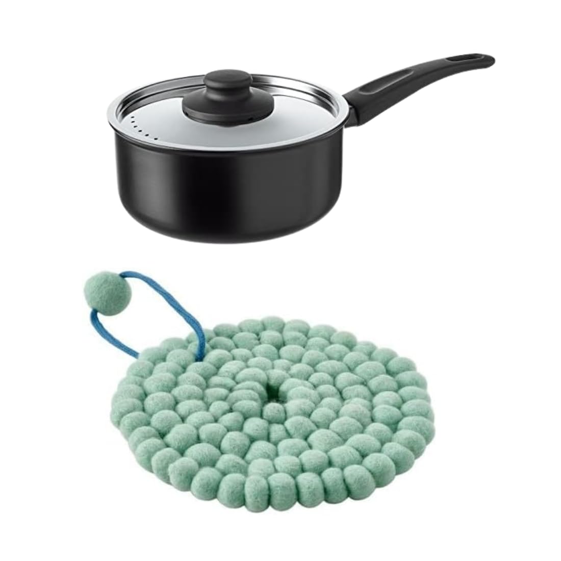 Ikea Hemlagad 2L NonStick Saucepan & Knorrhaj Silicone Heat Protector Set
