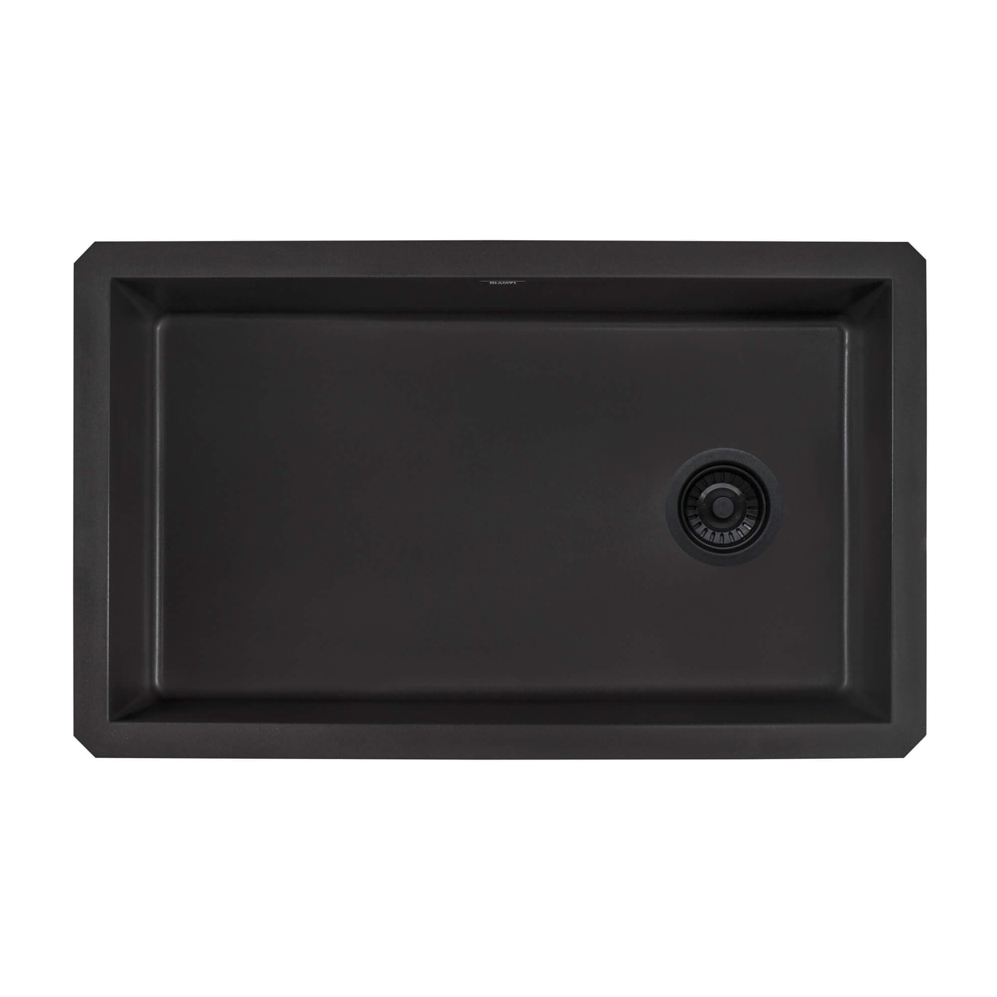 Ruvati 32 x 19 inch Granite Composite Undermount Single Bowl Kitchen Sink - Midnight Black - Durable White Kitchen Sink for Mode