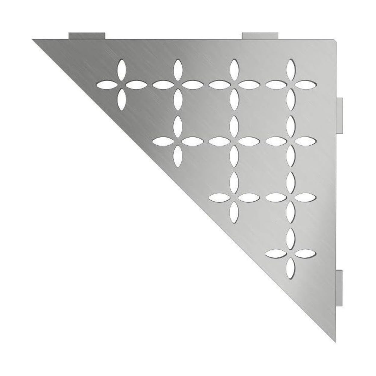 Schluter Triangular Corner Shelf for Tiled Walls - Floral Design, Stainless Steel Material, Brushed Stainless Steel Finish, 3/32