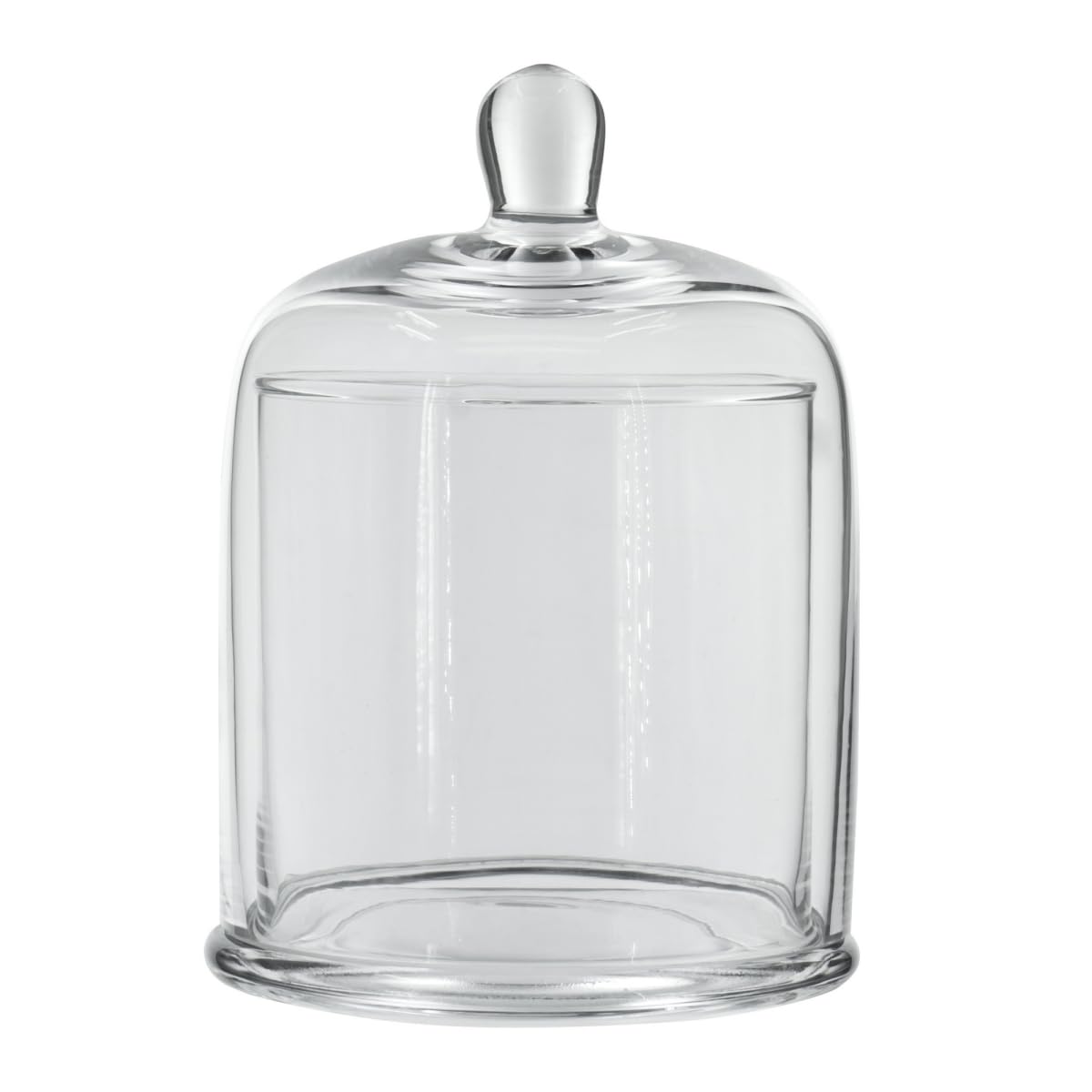 Benjara BM285010 Glass Serving Platters with Dome & Finial Handle Clear - Large - Set of 2